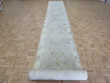 3'3 x 29'4 Runner Hand Knotted Sky Blue Turkish Oushak Oriental Rug G12055