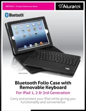 Aluratek Universal Bluetooth Folio Case with Removable Keyboard for iPad 1/2/3