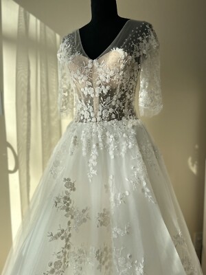 rust colored lace dress A Line Short Sleeves Lace Bodice Ruched Mother of the Bride Dress