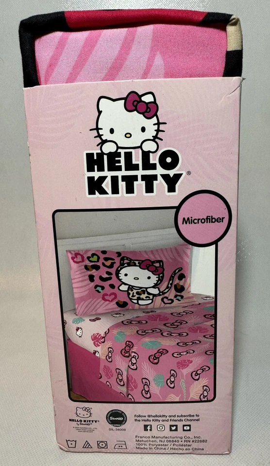 Juego de sábanas dobles de microfibra para niños Hello Kitty "Wild Jungle" paquete nuevo/original  Foto 2 de 4