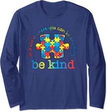 Be Kind Autism Awareness Puzzle Rainbow Theme Long Sleeve Tshirt