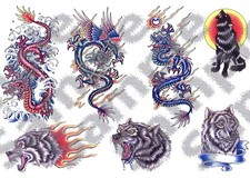 1100 Digital Tattoo Sheets Mega Pack Flash with Color Outlines - DVD/USB