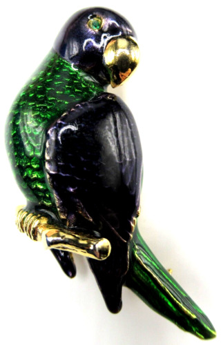 SPHINX Enamel Rhinestone Parrot Bird Vintage Pin B