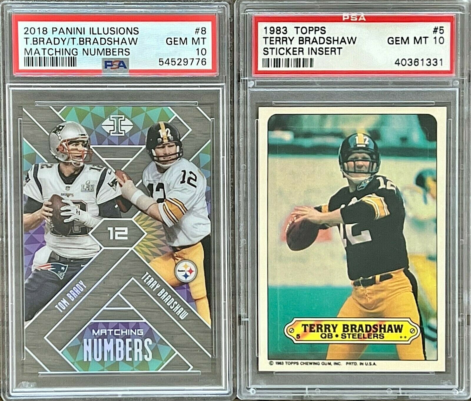 Tom Brady & Terry Bradshaw PSA 10 GEM MINT ((2) CARD LOT) (RARE: Low  Population) | eBay