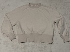 Varley Women's Beige Crew Neck Pullover Sweatshirt Size L Zipper Cuff