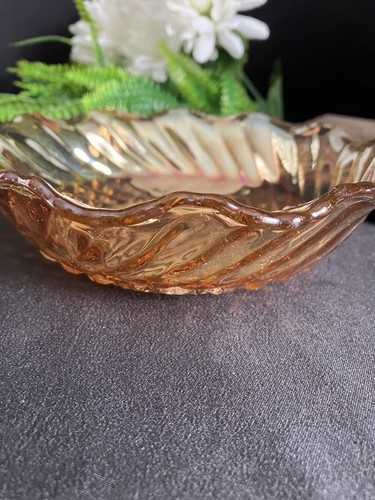 6” Carnival Glass Bowl. No Cracks Or Chips. Marigold. Etched Glass. - Picture 7 of 9