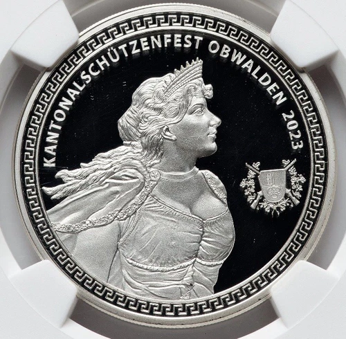 Switzerland 2023 NGC PR68, Swiss Obwalden Shooting Festival Hab-116a, 1 Oz Coin