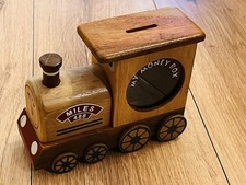 Wooden Train Money Box. Vintage.