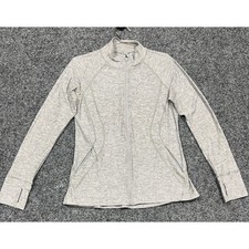 Athleta Jacket Womens M Gray Heathered Full Zip Thumbhole Active Sporty Yoga