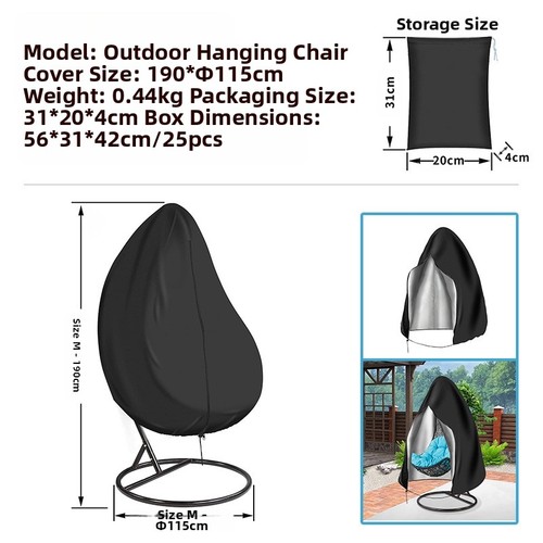 Oxford Cloth Cover for Rattan Chair Hanging Chair Outdoor Dust Rain Protection - Picture 7 of 11