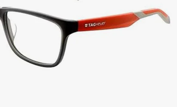 Tag Heuer Mod TH 553 004 Black/Red Rectangle Men's Eyeglasses - Image 4 of 4