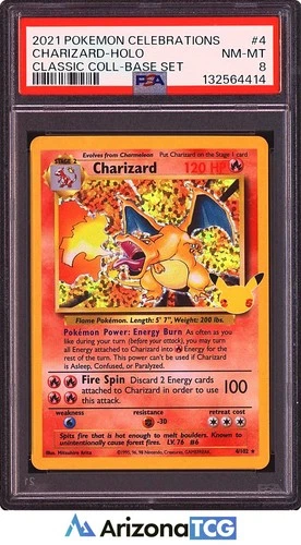 Pokemon 2021 Charizard 4/102 Holo Celebrations Classic Collection PSA 8