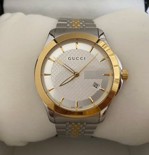 Gucci G-Timeless Men's Sapphire Gold PVD 38 mm Two Tone Bracelet Watch YA126409 