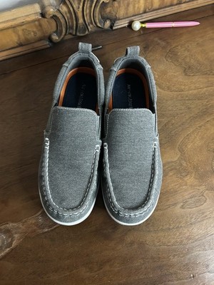 Boys Anchors Edge Bay Jimmy casual slip-on shoes in grey canvas, Size 5