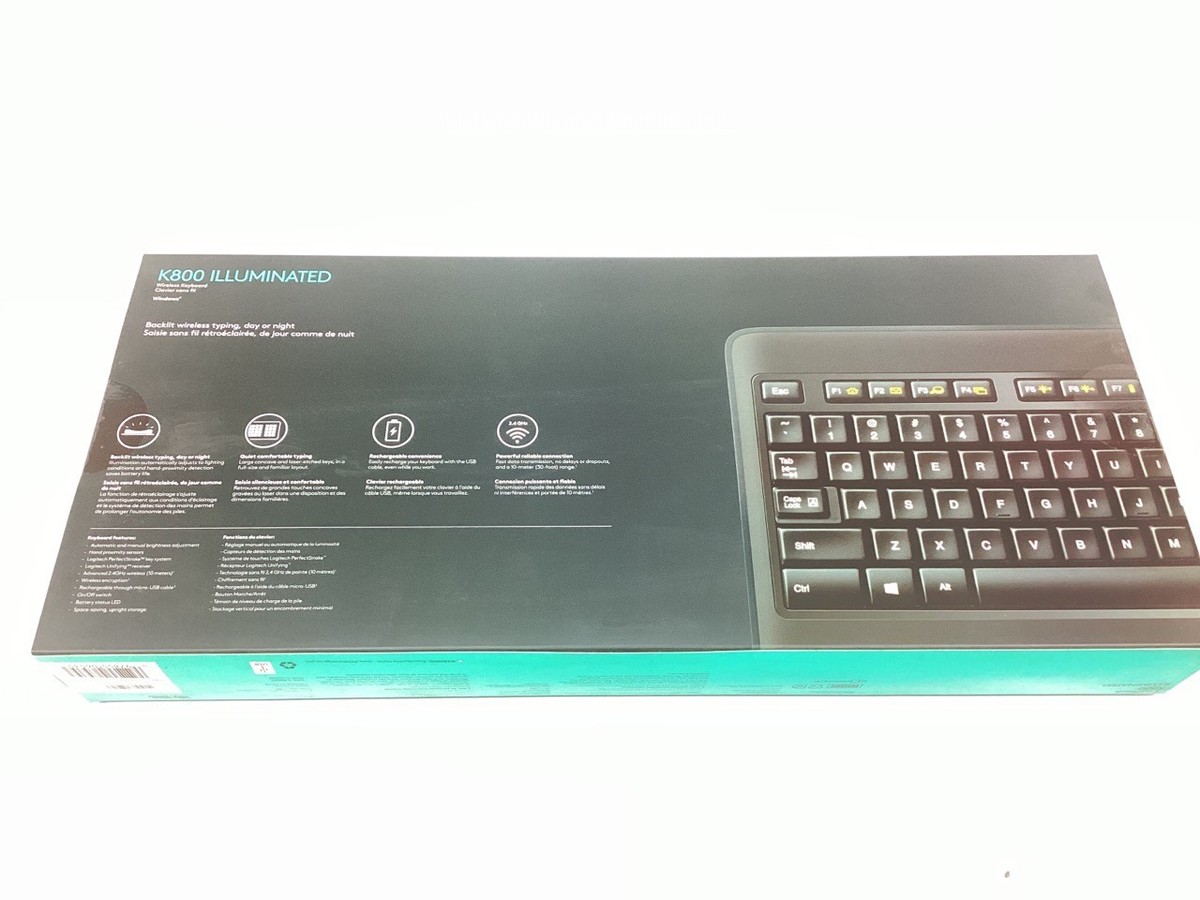 Logitech K800 Wireless Keyboard Illuminated Backlight Black Y
