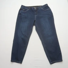 CJ Banks Signature Slimming Jeans Size 20W Crop Elastic Waist Dark Wash Denim