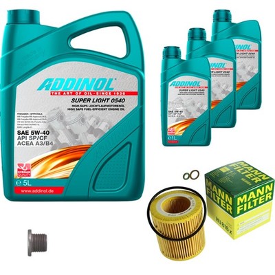 MANN Inspektionspaket 8L ADDINOL 0540 SUPER LIGHT 5W-40 für BMW 3er E90 325i
