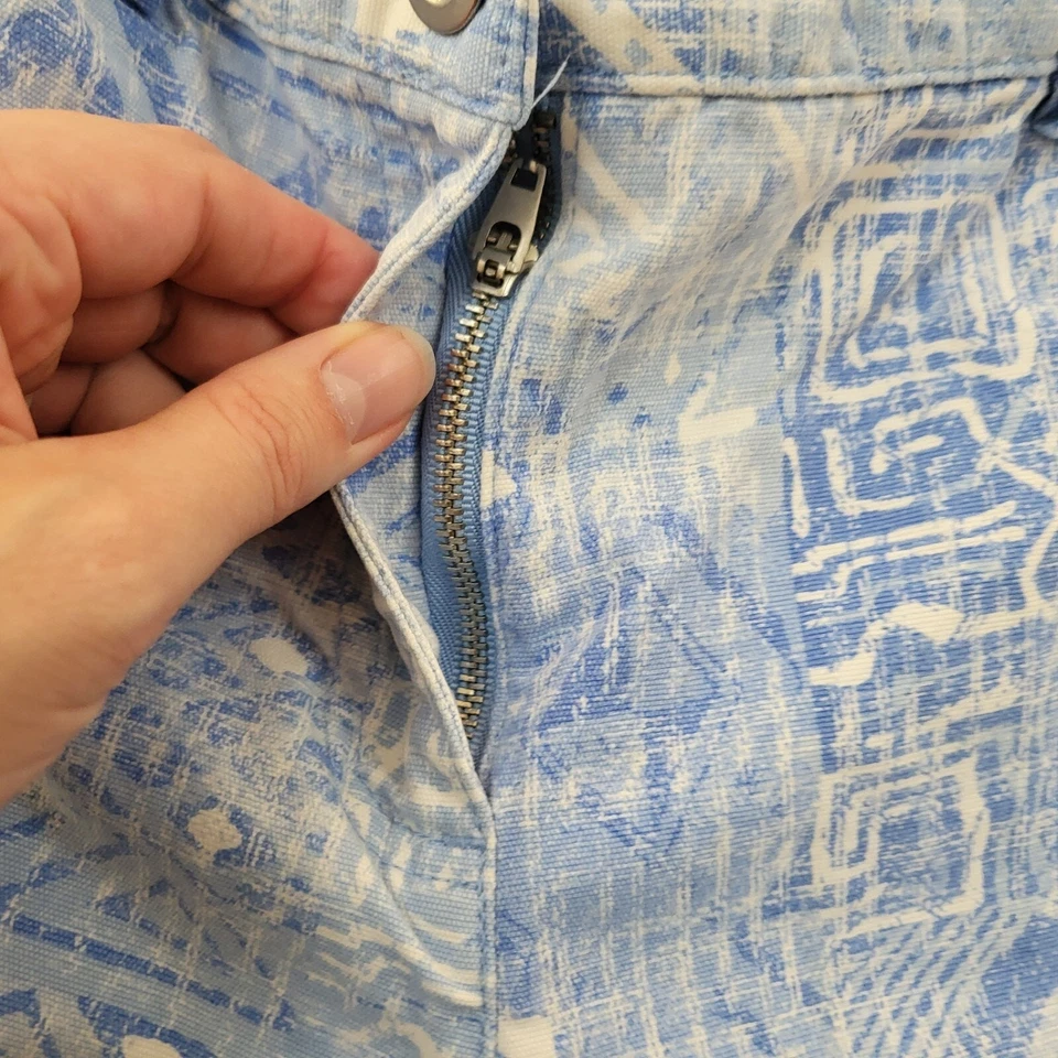 Hearts Of Palm Pants Womens Size 6 Cropped Mid Rise Tapered Zip Geometric Blue * - Image 4 of 4