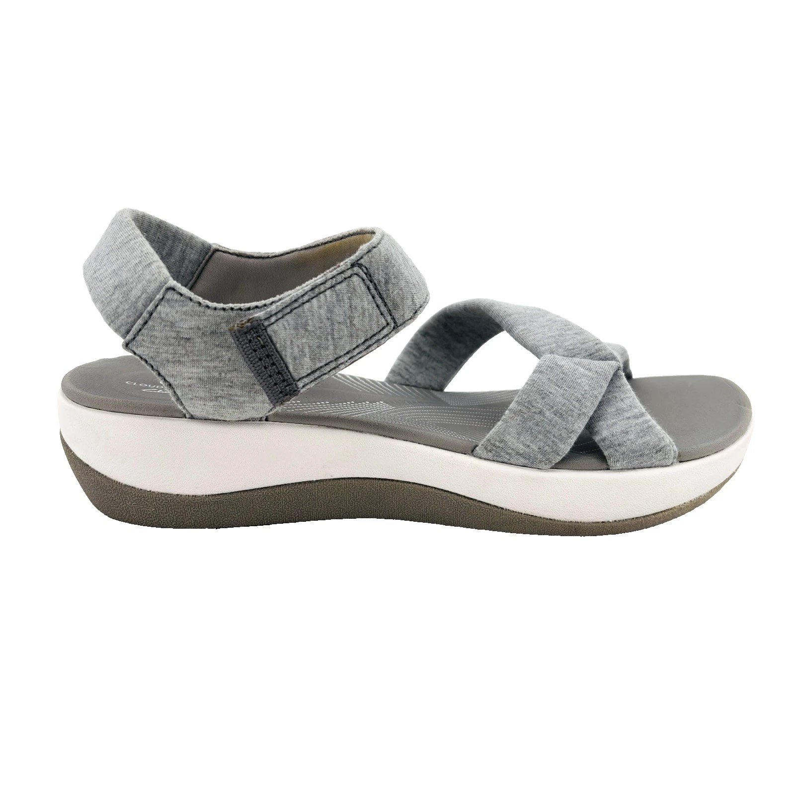 Sandali donna 7 5 larghi Clarks Cloudsteppers Arla Gracie grigi in maglia comodi 25901
