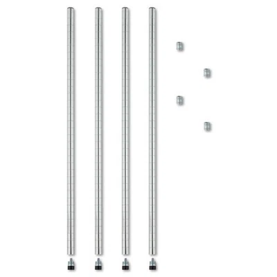 Alera Stackable Posts For Wire Shelving, 36" High, Silver, 4/Pack