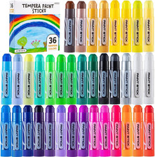 36 Colors Washable Tempera Paint Sticks, Art Supplies, Paint for Kids, Quick Dr