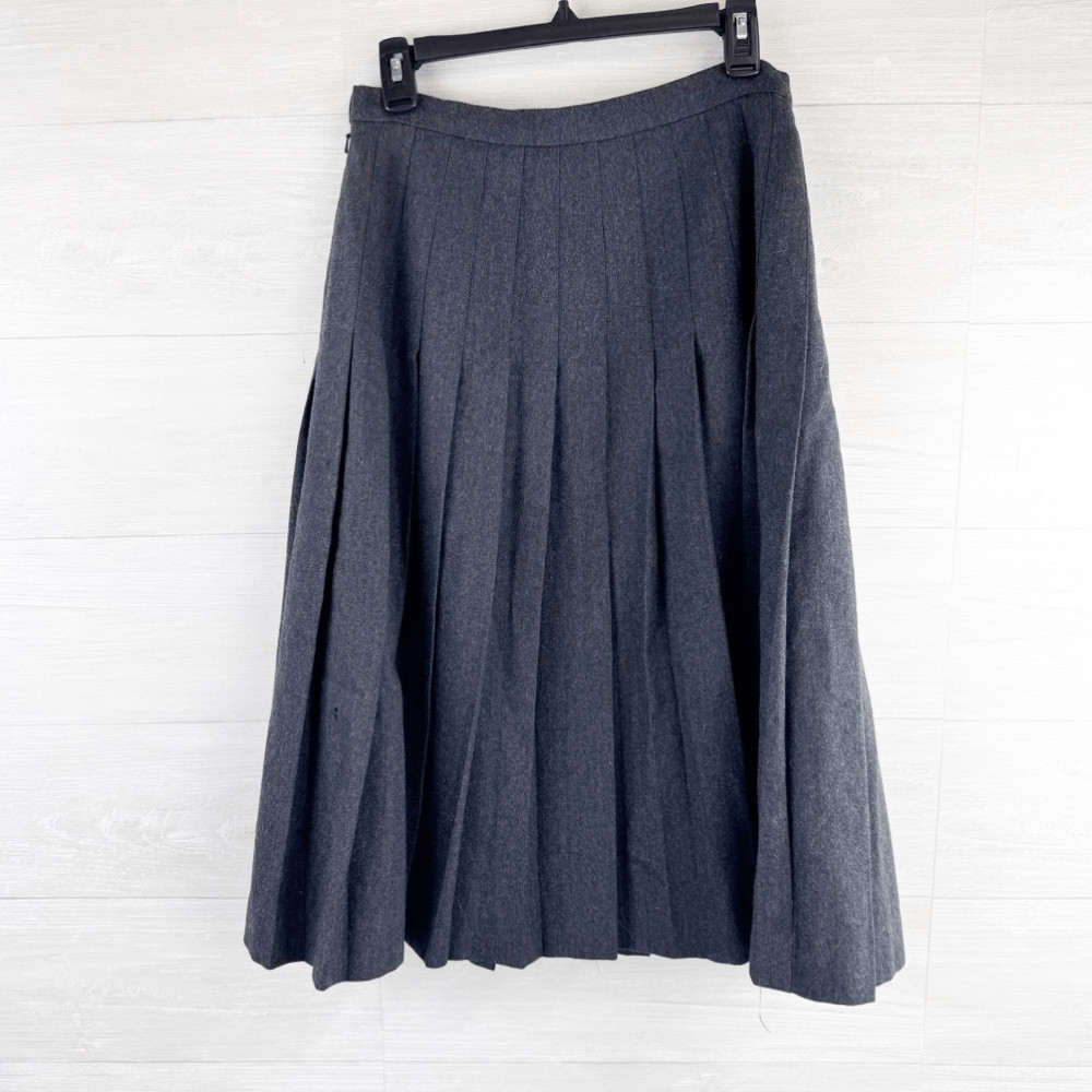 Burberry Vintage Pleated Flare Wool Midi Skirt 12 - image 1