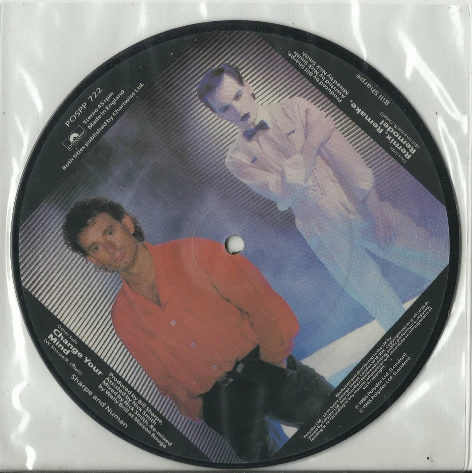 GARY NUMAN SHARPE change your mind 7" PICTURE DISC record LTD EDITION POSPP 722 - Image 2 of 3