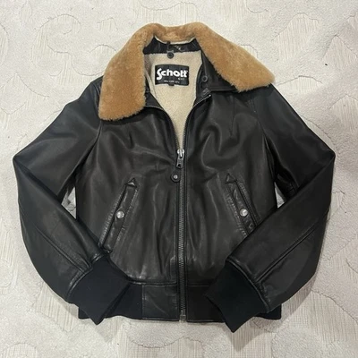 Chaqueta Bomber Schott NYC Vintage Para Mujer G1 Cuero Aviador Talla Pequeña - Imagen 1 de 4