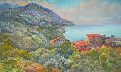 Montenegro Coastline Aleksandr Dubrovskyy original oil painting 49x30