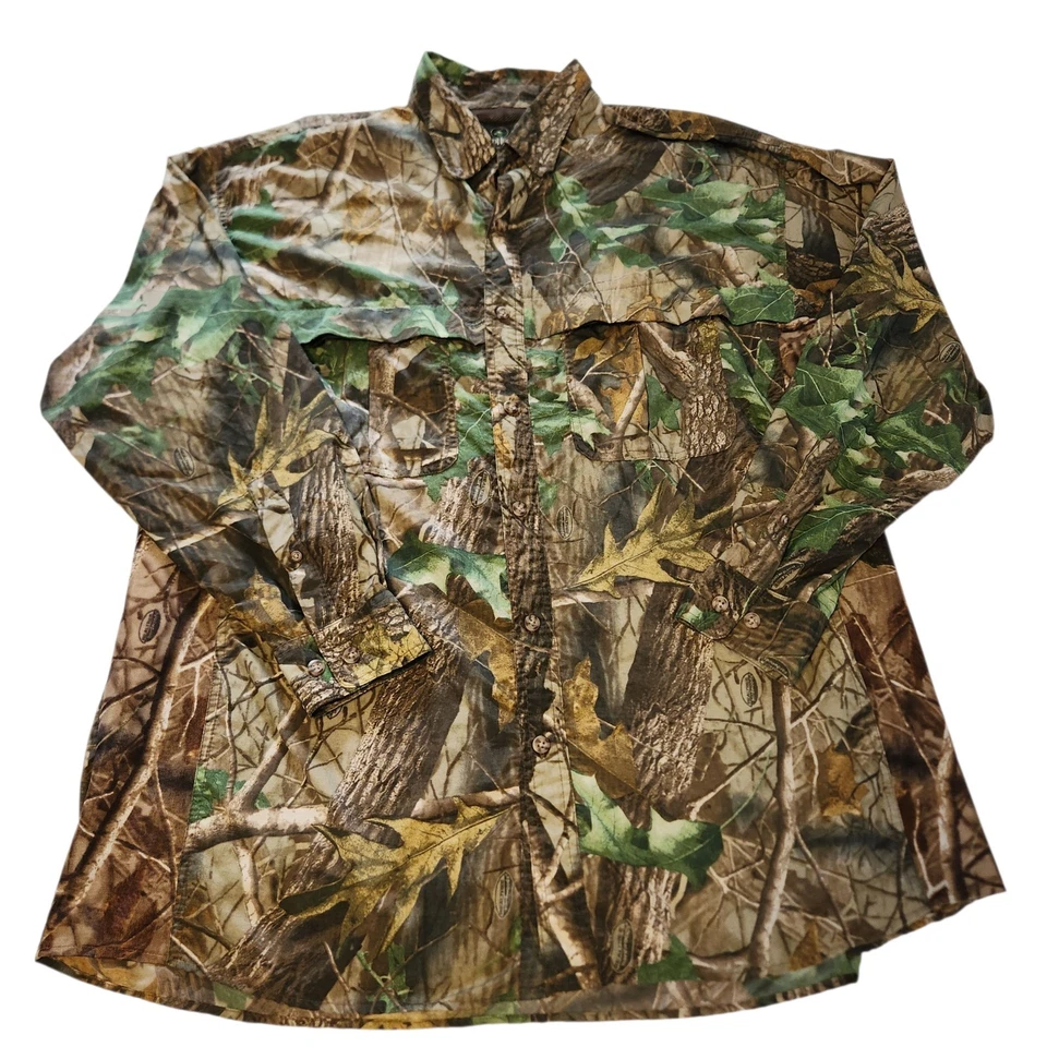 RedHead Men's Realtree Camo Lightweight LS Roll Tab Button Up Vented Shirt Sz XL - Image 3 of 4