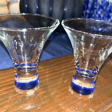 Set of 2 Bacardi Vanilla Bat Logo  Glasses BluebColored Bottom
