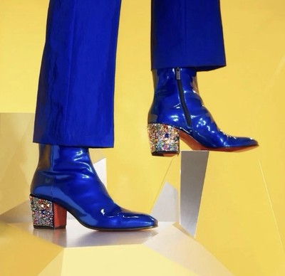 Christian Louboutin&Marvel Metallic Blue  Ankle Boots with Embellished heel Christian Louboutin X Marvel Legendary Rocks Leather Heeled  main image 2