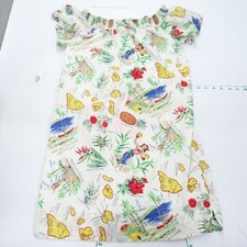 J. Crew Smocked Hawaiian Mini Dress Women 6 Multicolor Tropical Off the Shoulder