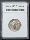 1924-D Standing Quarter, ANACS MS62, old small white holder