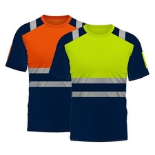 Hi Vis Viz T Shirt High Visibility Style Safety Reflective Work Top Short Sleeve