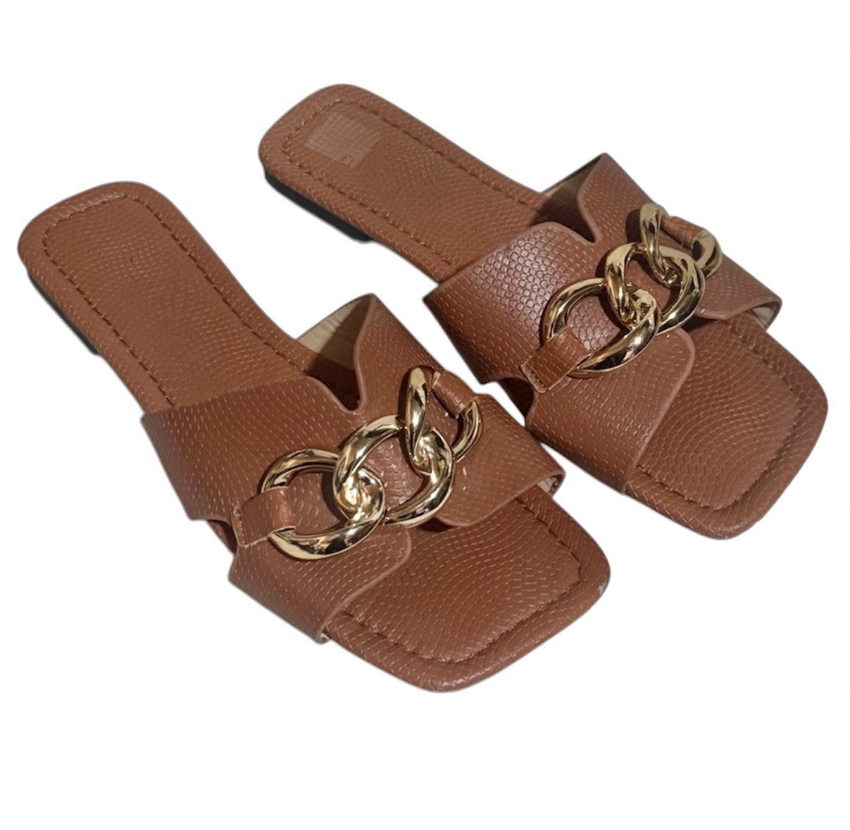 APL Sandali donna slide marrone dettaglio catena dorata taglia 35 (5 5)