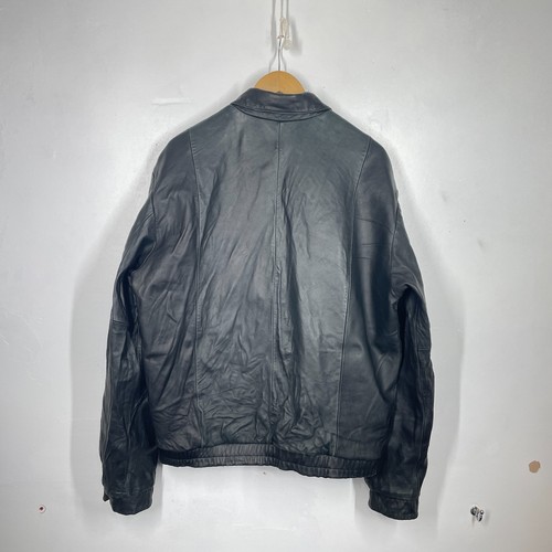 Vintage Wilsons Leather Jacket Mens L Black Khaki Reversible Bomber Harrington - Picture 3 of 15