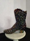 Vintage Fenton Iridescent Daisy and Button Carnival Glass Boot
