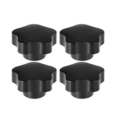 4 Set Star Knobs Grip Handle M10 Diameter Brass Insert Female Thread Black