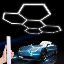 Hexagon LED Garage Light: 25 Pack Updated Bigger 25-PACKS 5-Hex , White
