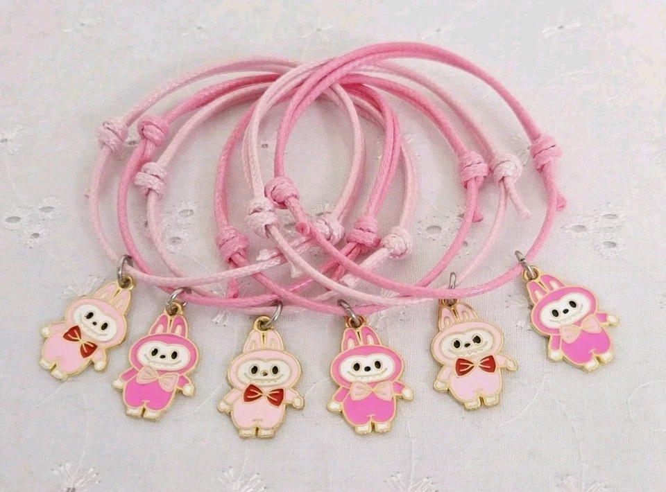 CUPCAKE0619 6 LABUBU THEMED FRIENDSHIP BRACELETS PARTY BAG GIFT FILLERS BIRTHDAY