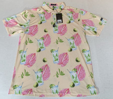 NWT Bad Birdie Polo Golf Shirt Men's Size Extra Large Pale Yellow Mojito Theme