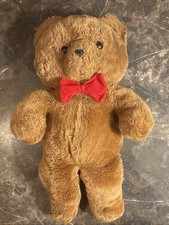Vintage 1986 Fun Farm by Dakin Golden Brown Teddy Bear 20" Plush Red Bow Tie Toy