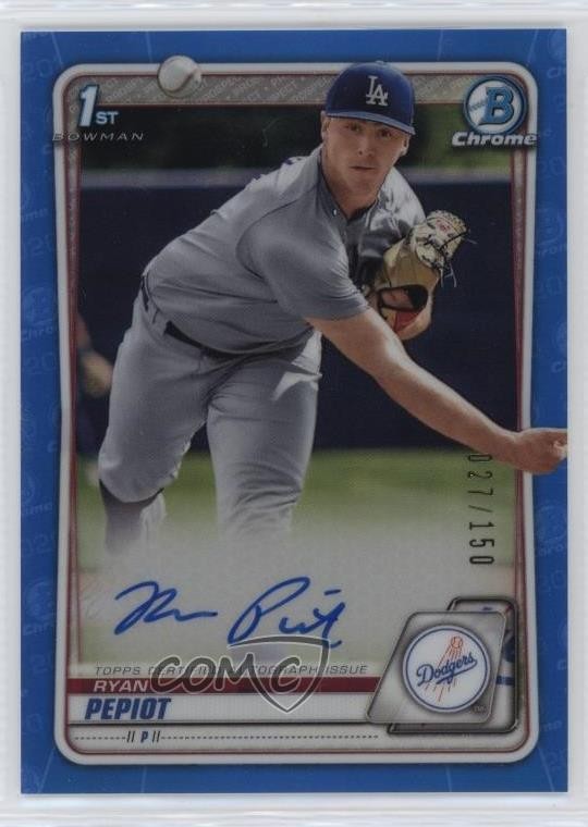 2020 Bowman Chrome Prospect Blue Refractor 27/150 Ryan Pepiot #CPA-RPE Auto s1i
