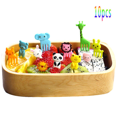 10X Bento Cute Animal Food Fruit Pick Forks Lunch Box Accessories Tools Random