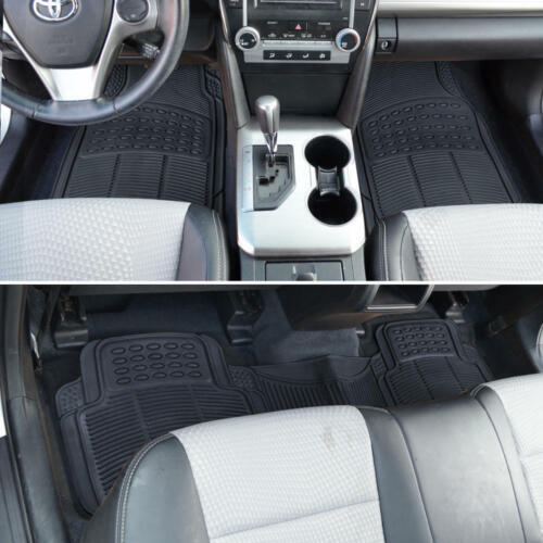 Black Seat Covers & All Weather Mats for Car Auto SUV Cloth 60/40 Split Bench - Bild 3 von 8