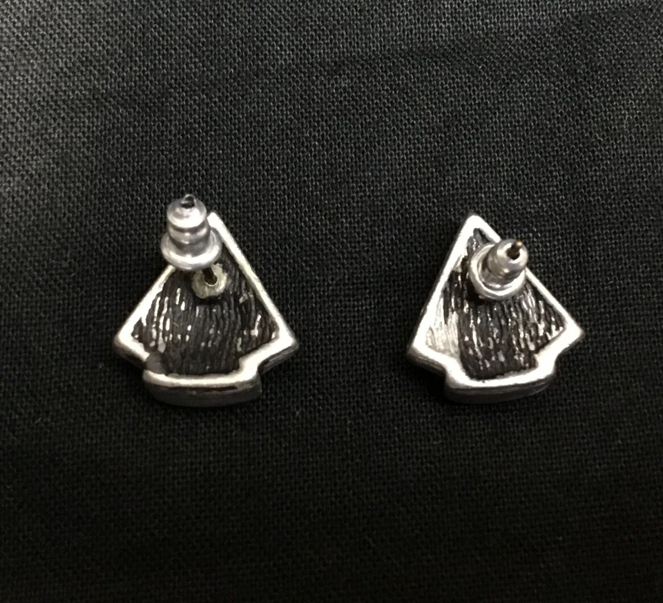 Серьги, шеврон, стиль MCM, оловянный (содержит свинец) розовый и оранжевый/красный носорог - Изображение 2 из 4