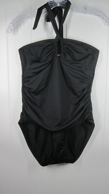 Lauren Ralph Lauren Bathing Suit Size 8 Black One Piece Slimming Halter Swimsuit