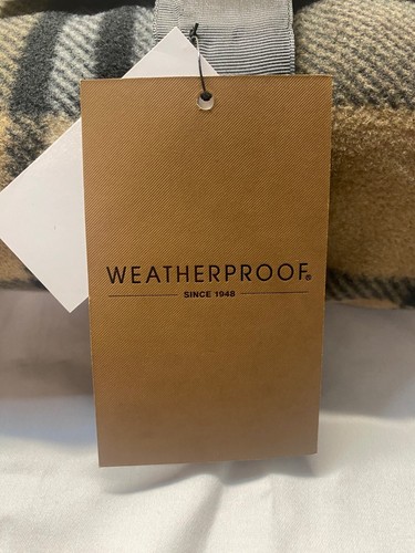 Weatherproof Women's Fleece Hooded Poncho with Pockets One Size Tan/Black Plaid - Picture 7 of 8