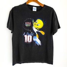 Vintage 1995 Tweety USA Olympics "A Perfect 10" Graphic T-Shirt L Single Stitch